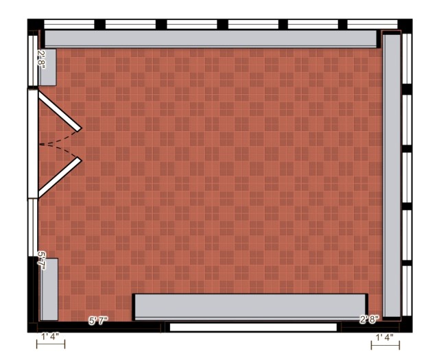 My scale rendering of the sunroom floor plan.  Let the designing begin!