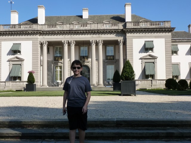My son, Grady, in front of Nemours: the Dupont Mansion in Delaware.  Just one of the fabulous historic sites we've visited together.