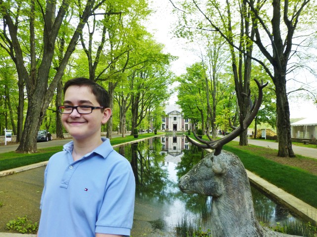 A lovely shot of Grady smiling in anticipation, as we arrive at Blairsden. What a stunning masterpiece of architecture and design!