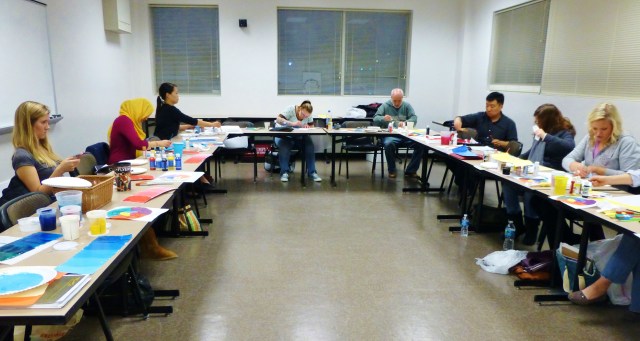 During 'The Effective Use of Color' students actually try their hand at mixing colors. This aids in training the eye to analyze colors and with identifying undertones.