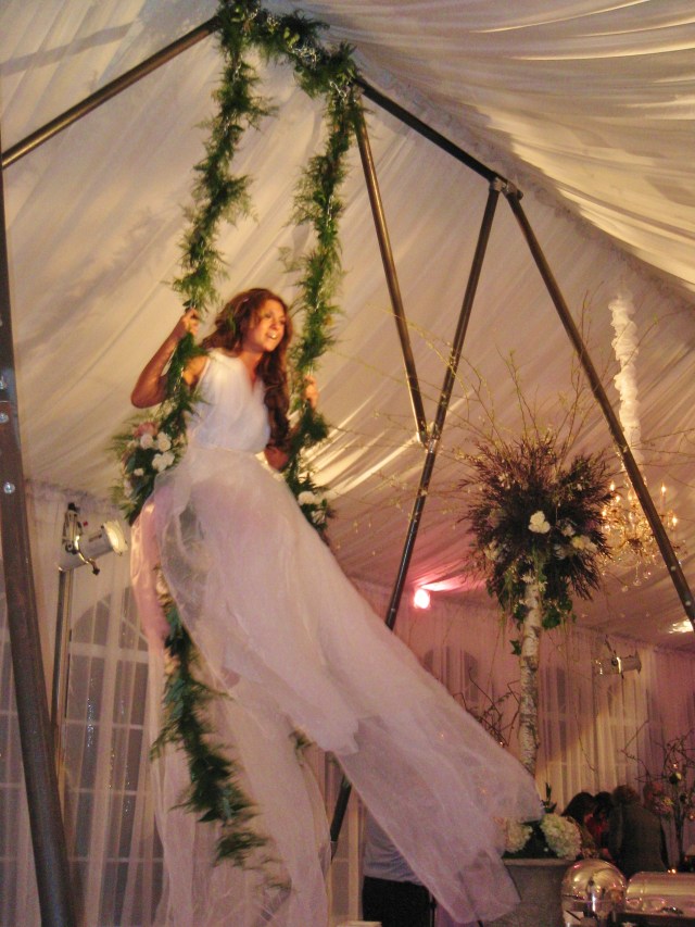 In 2008 I attended a gala at Cairnwood, during which costumed performers sat high above the crowd and whimsically swung back and forth all evening...it certainly set a fabulous mood.  What an amazing event that was!