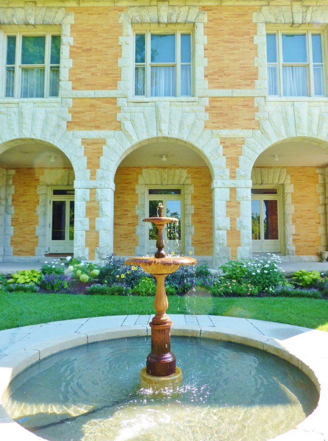 The side terrace is one of my favorite spots at Cairnwood.  I can just imagine sitting on the covered porch and watching the butterflies dance amidst the flowers, while listing to the water musically cascade from the fountain.  I stayed here in the courtyard for quite some time during my July visit and enjoyed the peaceful, yet exuberant garden atmosphere.