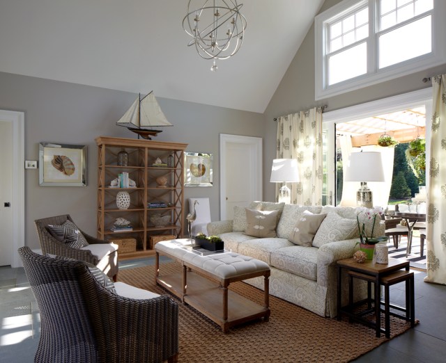 This image is from an article on 'The Editor at Large' blog, which also has a photo tour of the 2014 Hampton Designer Showhouse.  This image gives a wonderful sense of the entire space and the architecture of the main room.  Click on the image to be taken directly to the article.