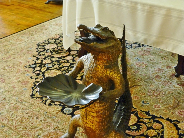 This little fella is a stuffed Alligator calling card holder.  He has become somewhat of a mascot at Burholme.
