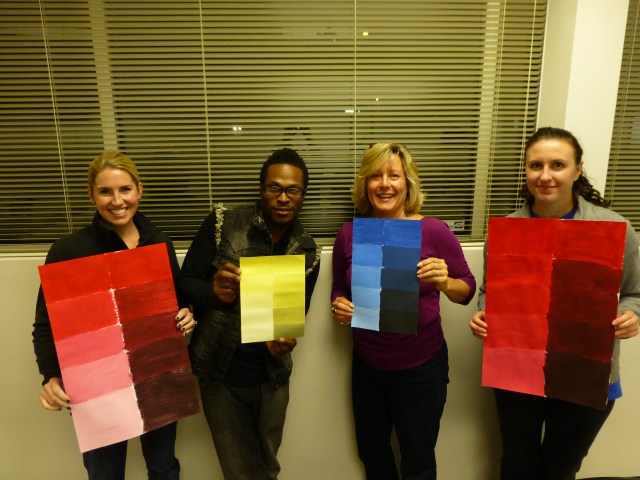 During 'The Effective Use of Color' class, we do some hands-on activities with mixing paint colors. 