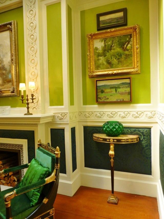 Glorious antiques were used in this space, alongside valuable Lalique glass accessories. And of course, the artwork just shines in this atrium!