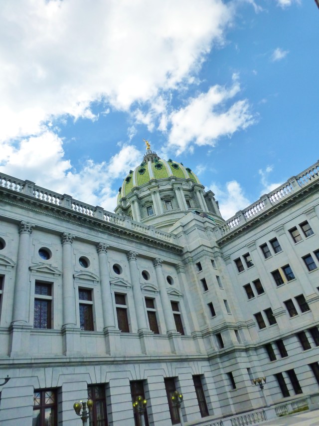 A view of the spectacular building from the back.  The Capitol’s centerpiece is an amazing 272-foot, 52 million-pound dome inspired by Michelangelo’s design for St. Peter’s Basilica in Rome. 
