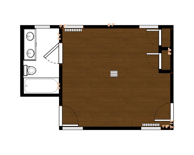 This is a scale drawing of the bedroom I'll be designing for the 2016 Bucks County Designer House & Gardens.