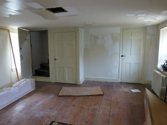 As you can see in this photo, the floors are not only filthy, at times the space has become a dumping ground due to the attic storage access. 