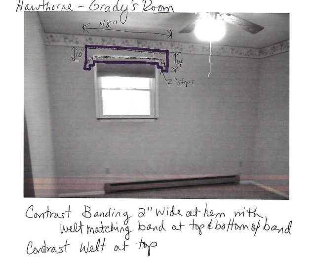 Window Specs for cornice board in a Teen Boy's Bedroom at The Shack
